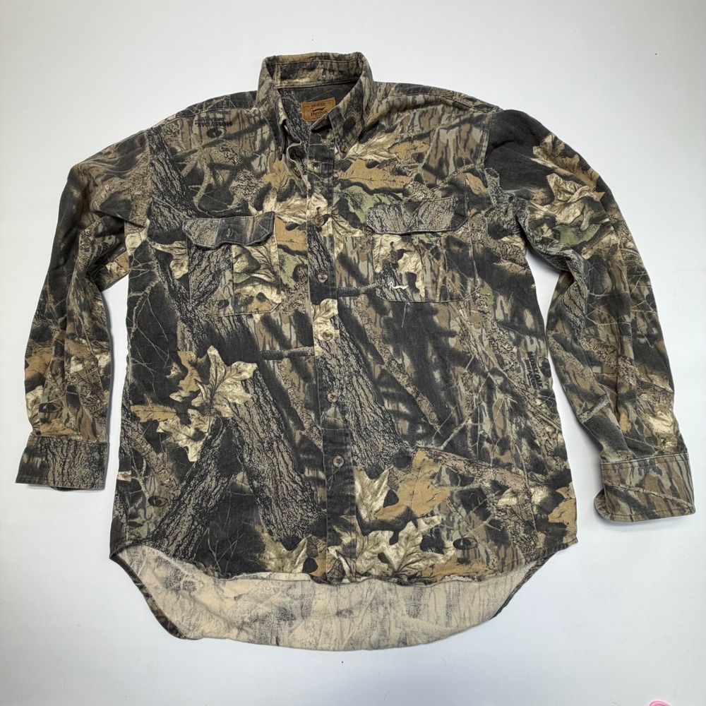 Duxbak Men's Camo‎ Button Down Shirt L/XL | Vintage Outdoor Hunting no size tag